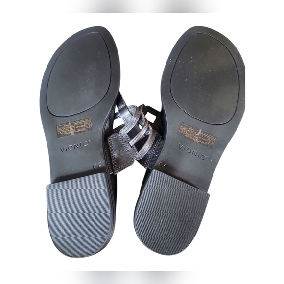 Vionic Alvana Black Women's Leather Geometic Cutout Thong  Sandals Sz 8 - Picture 6 of 9